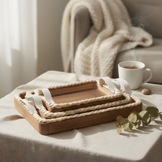 Wooden Tray Set 3 Pcs
